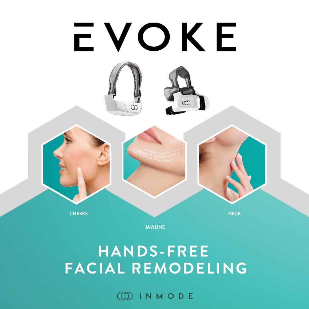 evoke-treatment-area-instagram-post-preview-1 A poster with three different images of hands-free facial remodeling.