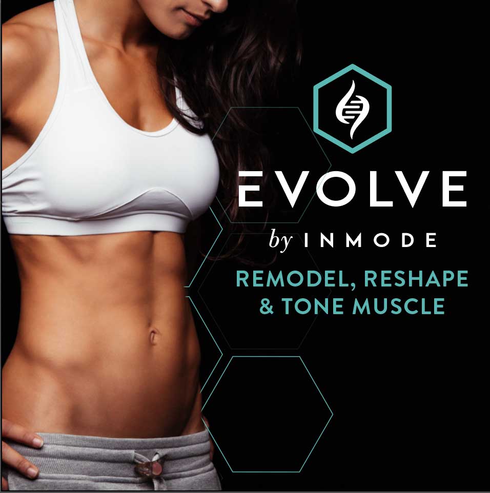 evolve-social-media-post-preview-1 A woman is standing in front of the evolve logo.